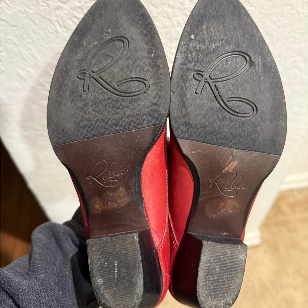 Reba Red Leather Cowgirl Ankle Boots Size 8 - Picture 8 of 9